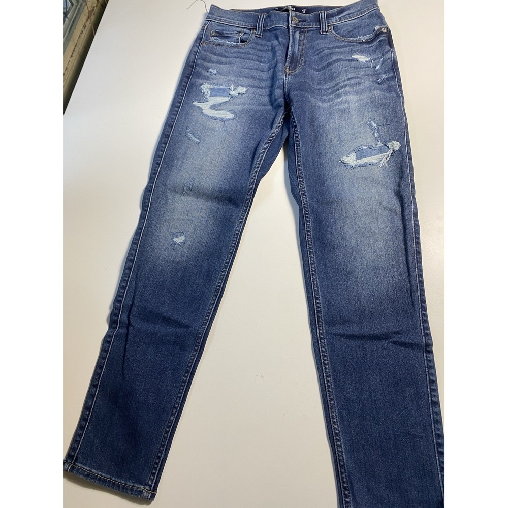 Hollister California Taper Jeans Mens 30x30 Advanced Stretch Distressed Blue